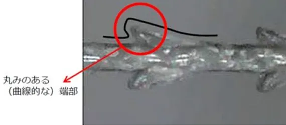 コグの先端は丸みのある曲線的